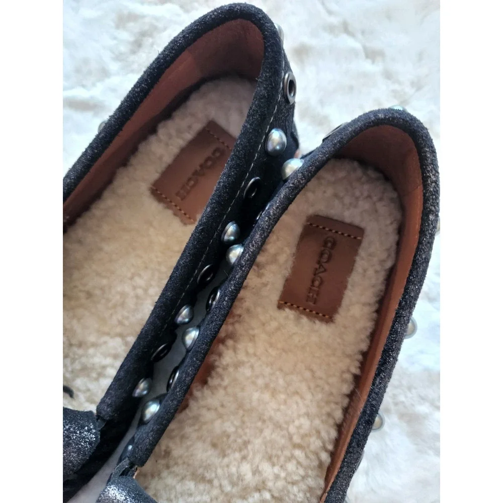 New Coach Roccasin Slip On Mocassin Flats Gold Metallic Black Size 5.5 - Picture 9 of 11